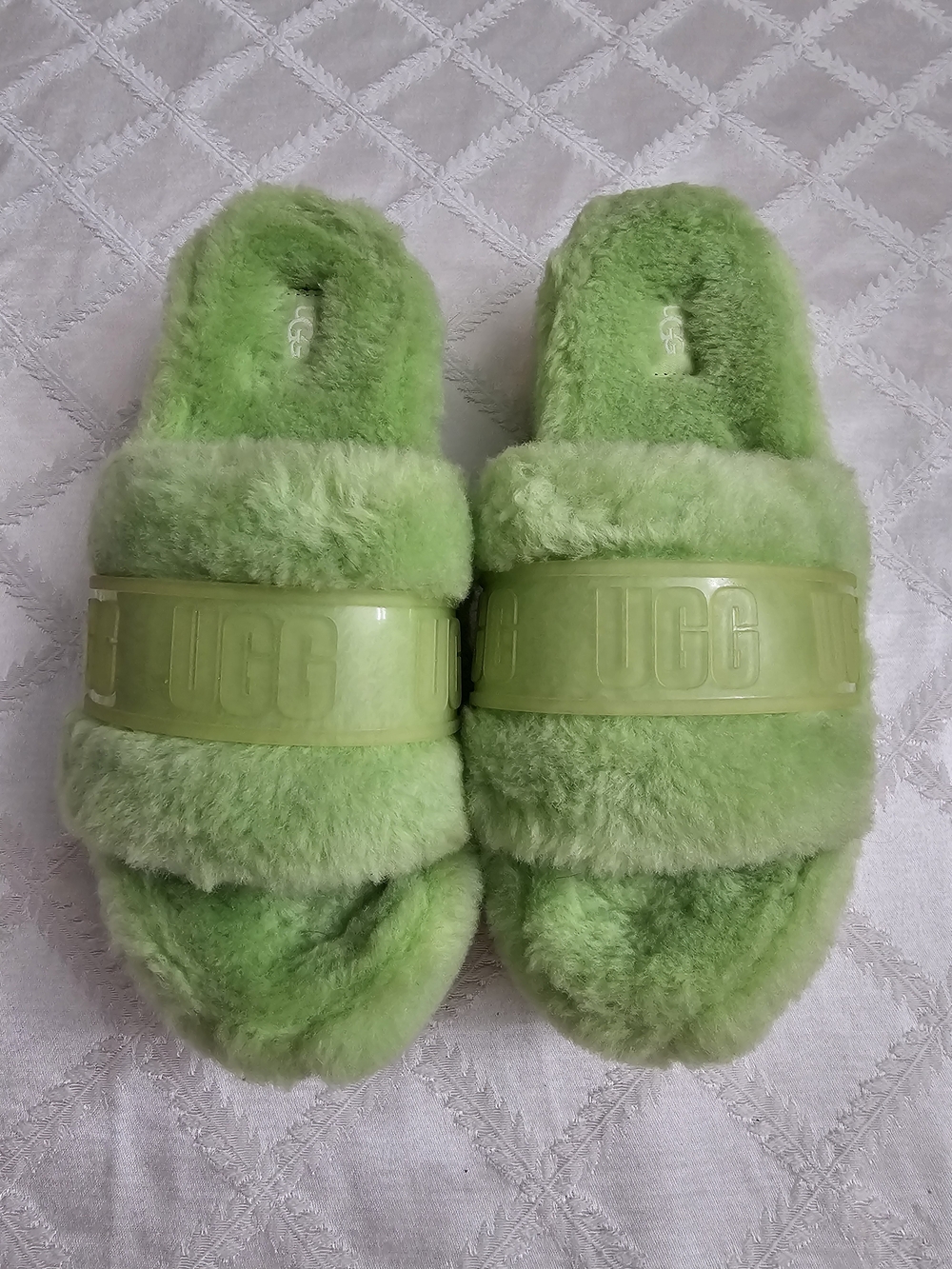 UGG Lime Green Fluffita Parakeet Slide